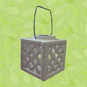 White Tea Light Ceramic Lantern